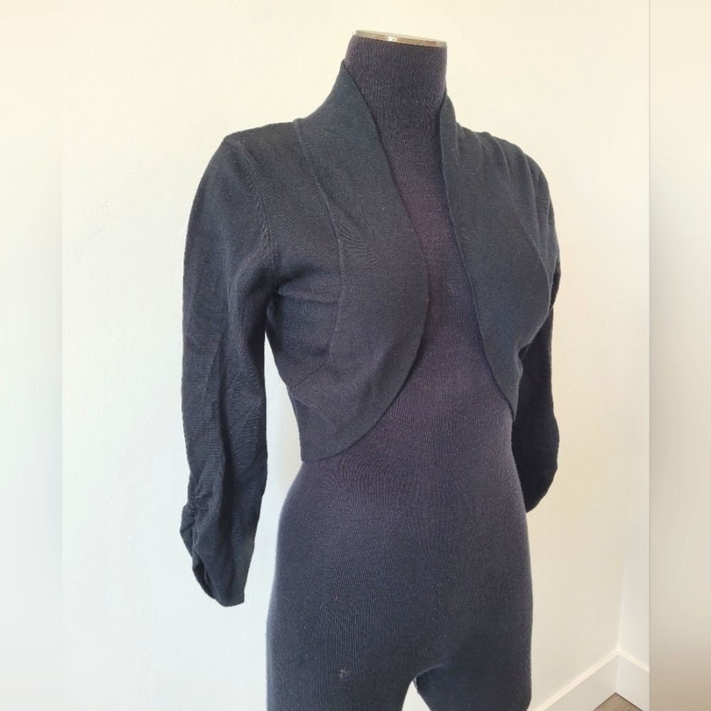 Maurices Cropped Black Half Cardigan Sweater Modest Coverup Y2K Formal Medium